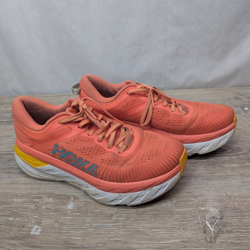 Hoka Coral/Yellow Women's Running Shoes - Cushioned Trainer